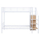 White Twin Over Twin Metal Bunk Bed With Stairs And Storage