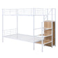 White Twin Over Twin Metal Bunk Bed With Stairs And Storage