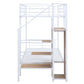 White Twin Over Twin Metal Bunk Bed With Stairs And Storage