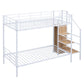 White Twin Over Twin Metal Bunk Bed With Stairs And Storage