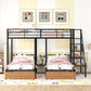Black Full Over Two Twins Metal Bunk Bed With Stairs And Storage