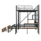 Black Full Over Two Twins Metal Bunk Bed With Stairs And Storage