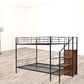 Black Full Over Full Metal Bunk Bed With Stairs And Storage