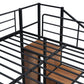 Black Full Over Full Metal Bunk Bed With Stairs And Storage