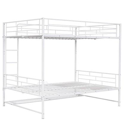 White Full Over Full Metal Bunk Bed With Storage