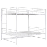 White Full Over Full Metal Bunk Bed With Storage
