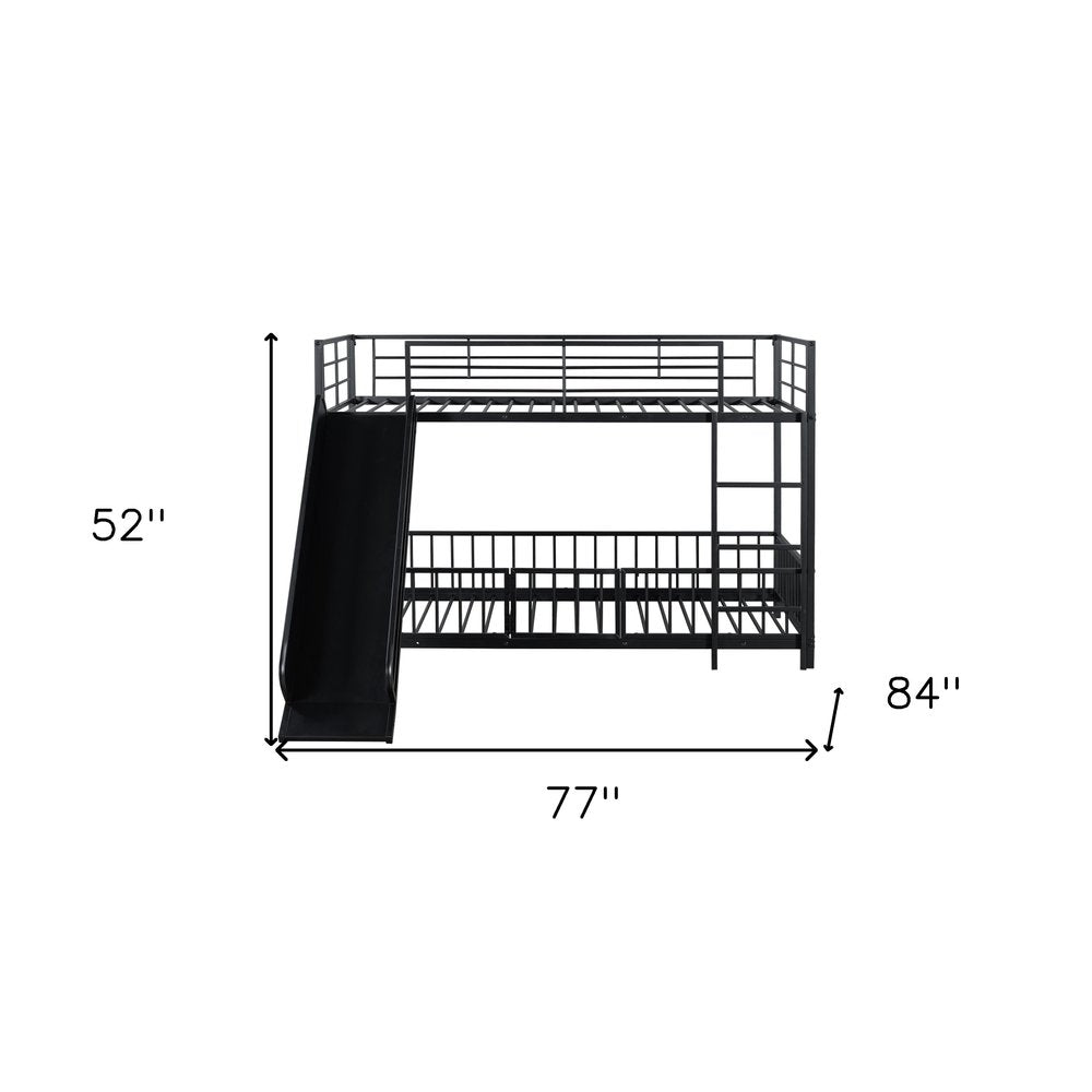 Black Twin Over Twin Metal Bunk Bed With Slide
