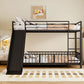 Black Twin Over Twin Metal Bunk Bed With Slide