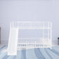 White Twin Over Twin Metal Bunk Bed With Slide