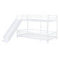 White Twin Over Twin Metal Bunk Bed With Slide
