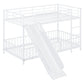 White Twin Over Twin Metal Bunk Bed With Slide