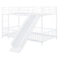White Twin Over Twin Metal Bunk Bed With Slide