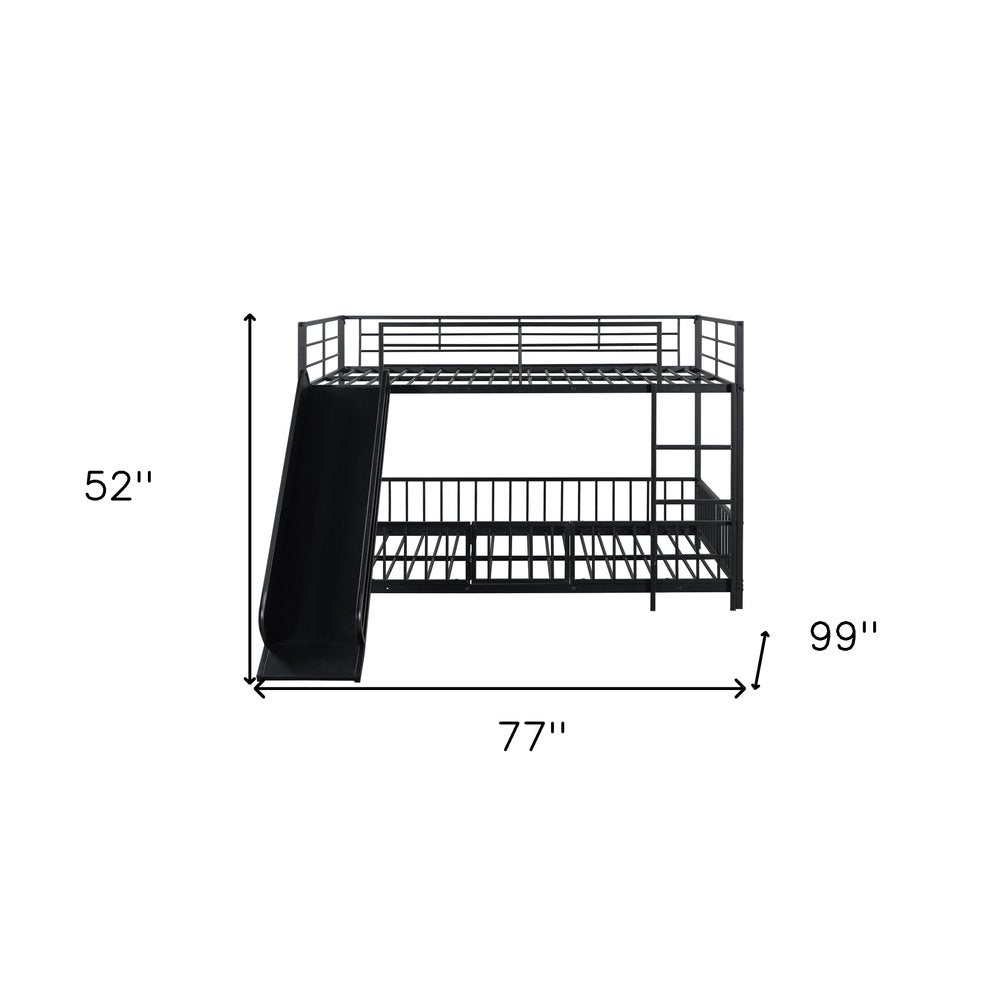Black Full Over Full Metal Bunk Bed With Slide