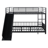 Black Full Over Full Metal Bunk Bed With Slide