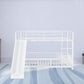 White Full Over Full Metal Bunk Bed With Slide