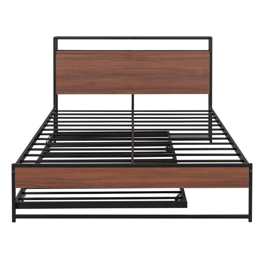 Black Metal Full Bed Frame With Trundle