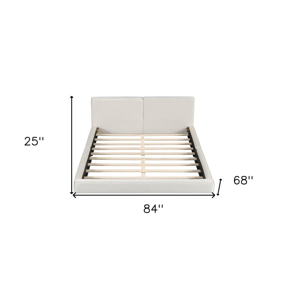 Beige Tufted Velvet Upholstered Queen Bed Frame