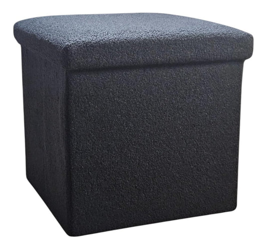 15" Black Boucle Cube Storage Ottoman