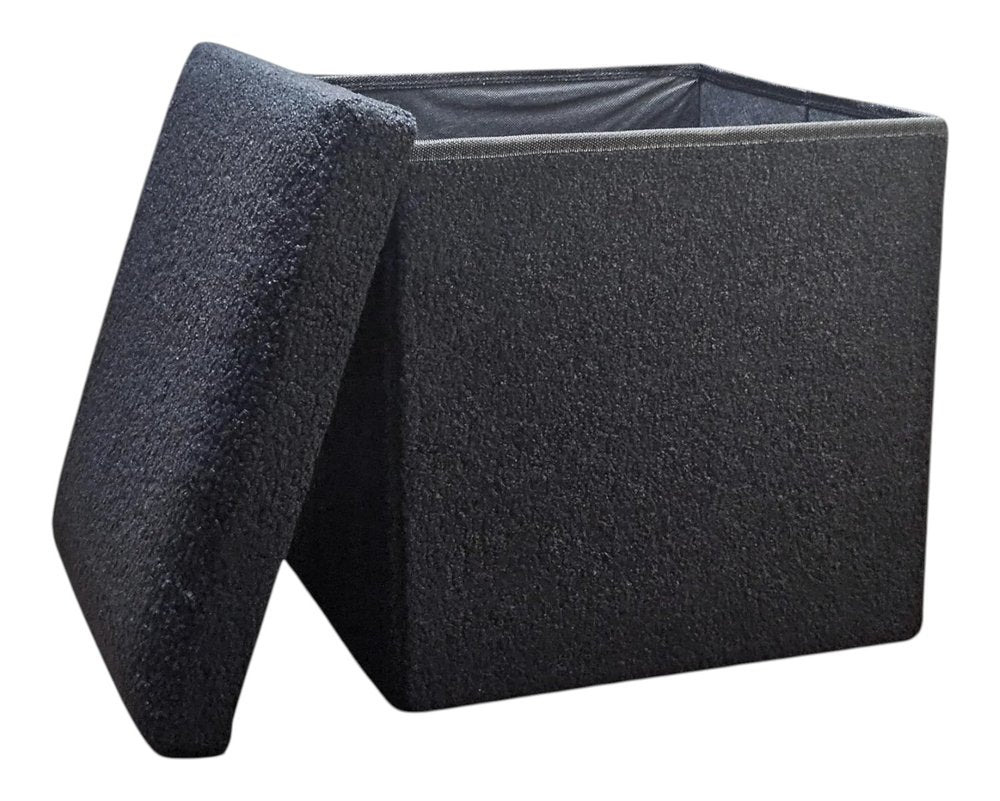 15" Taupe Boucle Cube Storage Ottoman