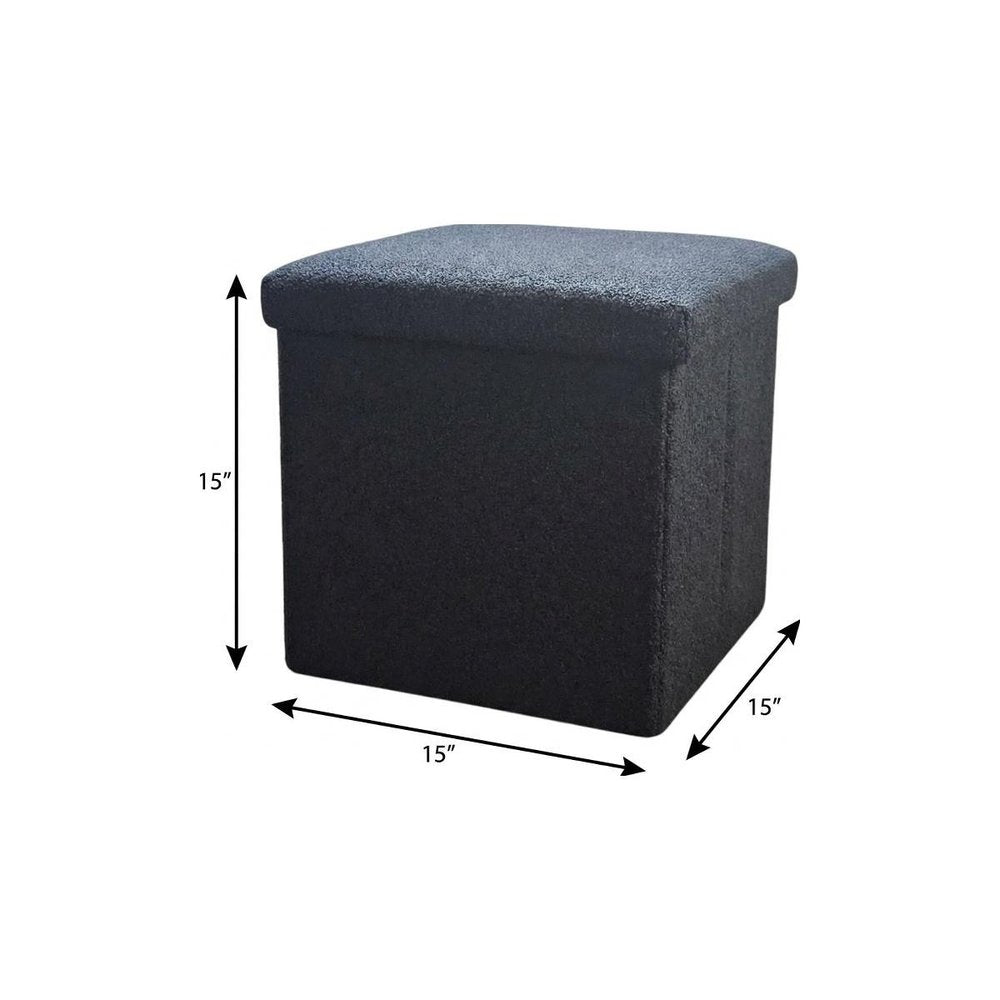 15" Taupe Boucle Cube Storage Ottoman