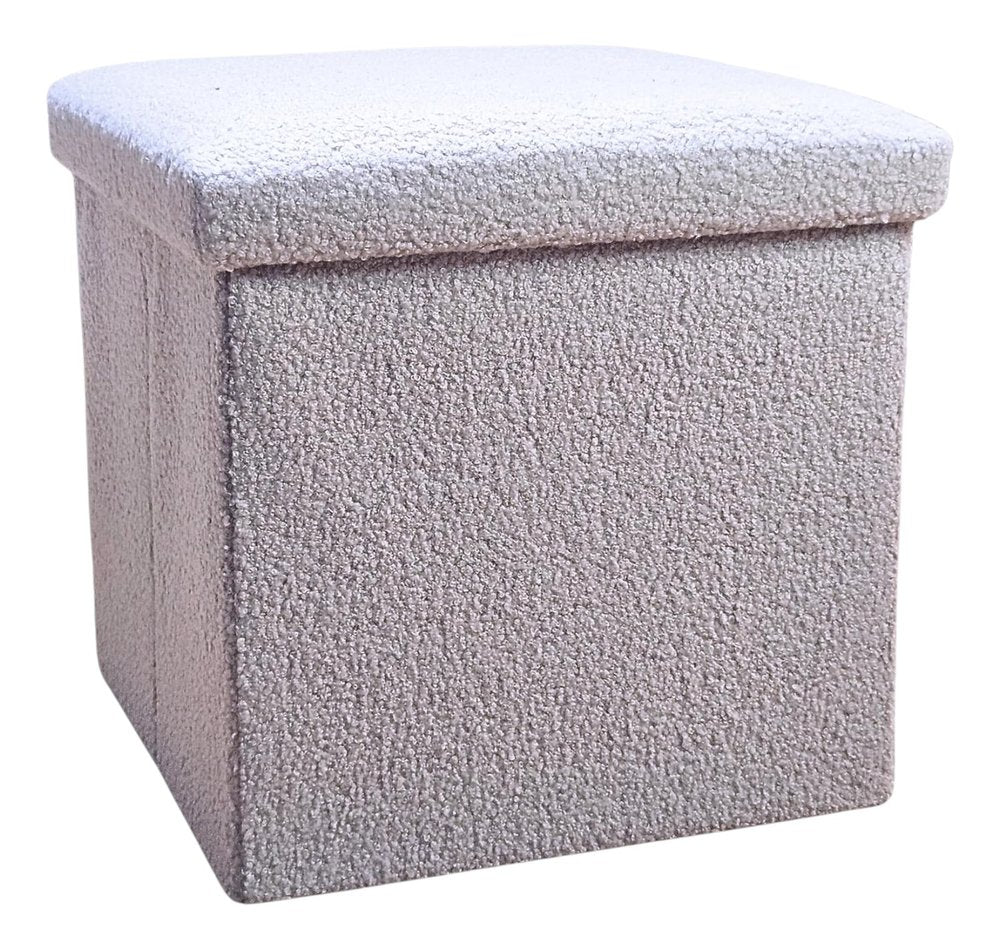 15" Black Boucle Cube Storage Ottoman