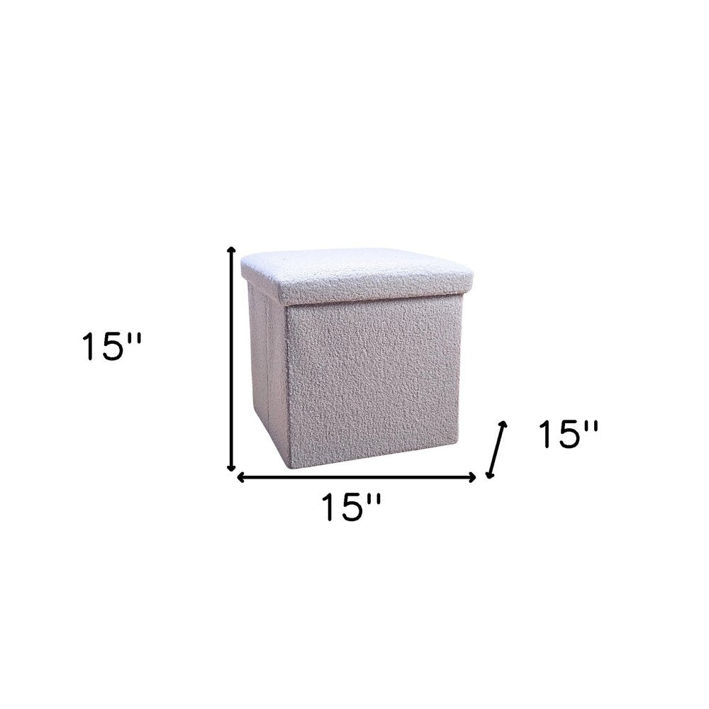 15" Taupe Boucle Cube Storage Ottoman