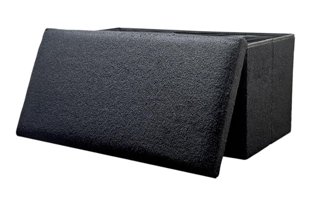 30" Black Boucle Storage Ottoman