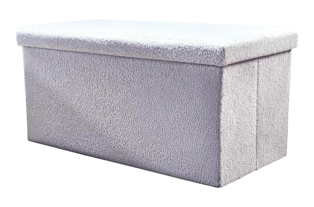 30" Black Boucle Storage Ottoman