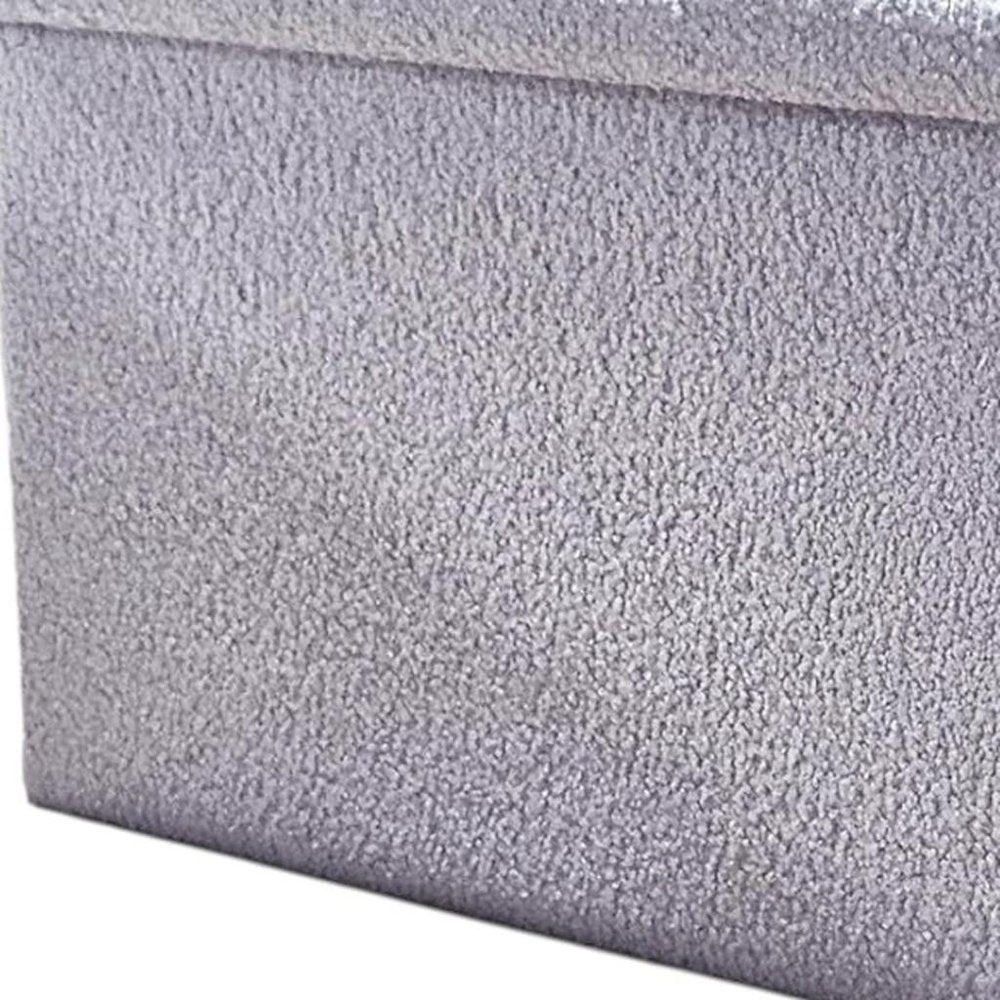 30" Gray Boucle Storage Ottoman