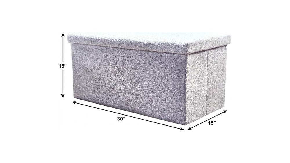 30" Gray Boucle Storage Ottoman