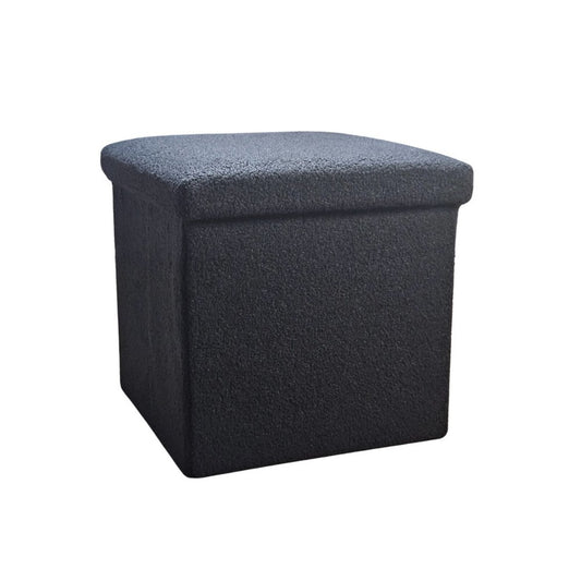 12" Black Boucle Cube Storage Ottoman