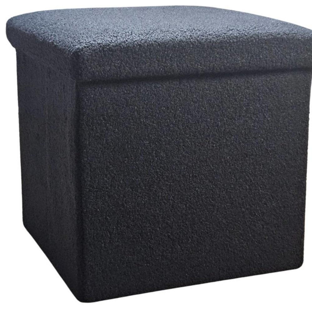 12" Black Boucle Cube Storage Ottoman