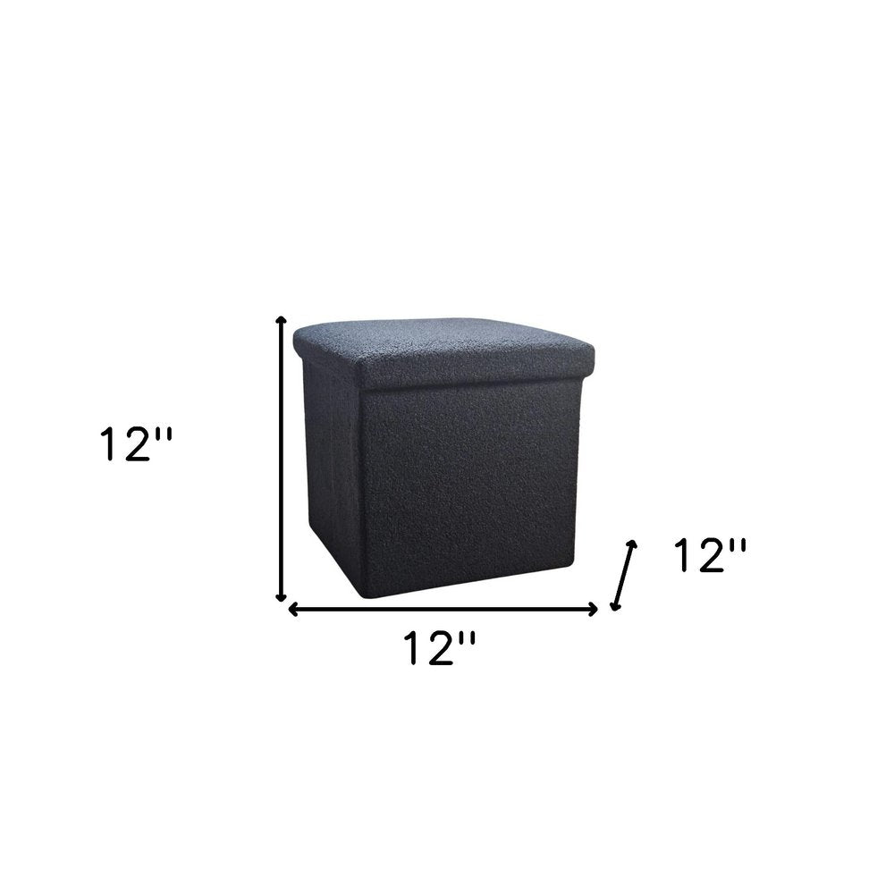 12" Taupe Boucle Cube Storage Ottoman