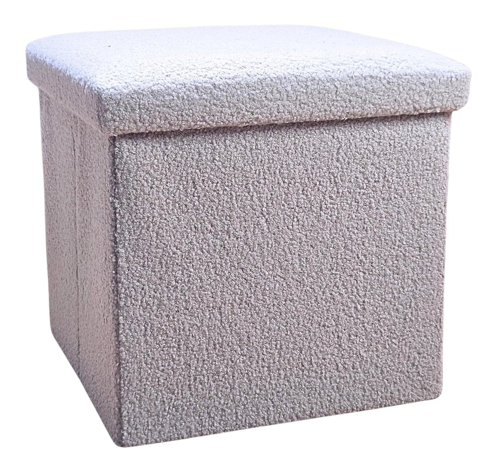 12" Taupe Boucle Cube Storage Ottoman