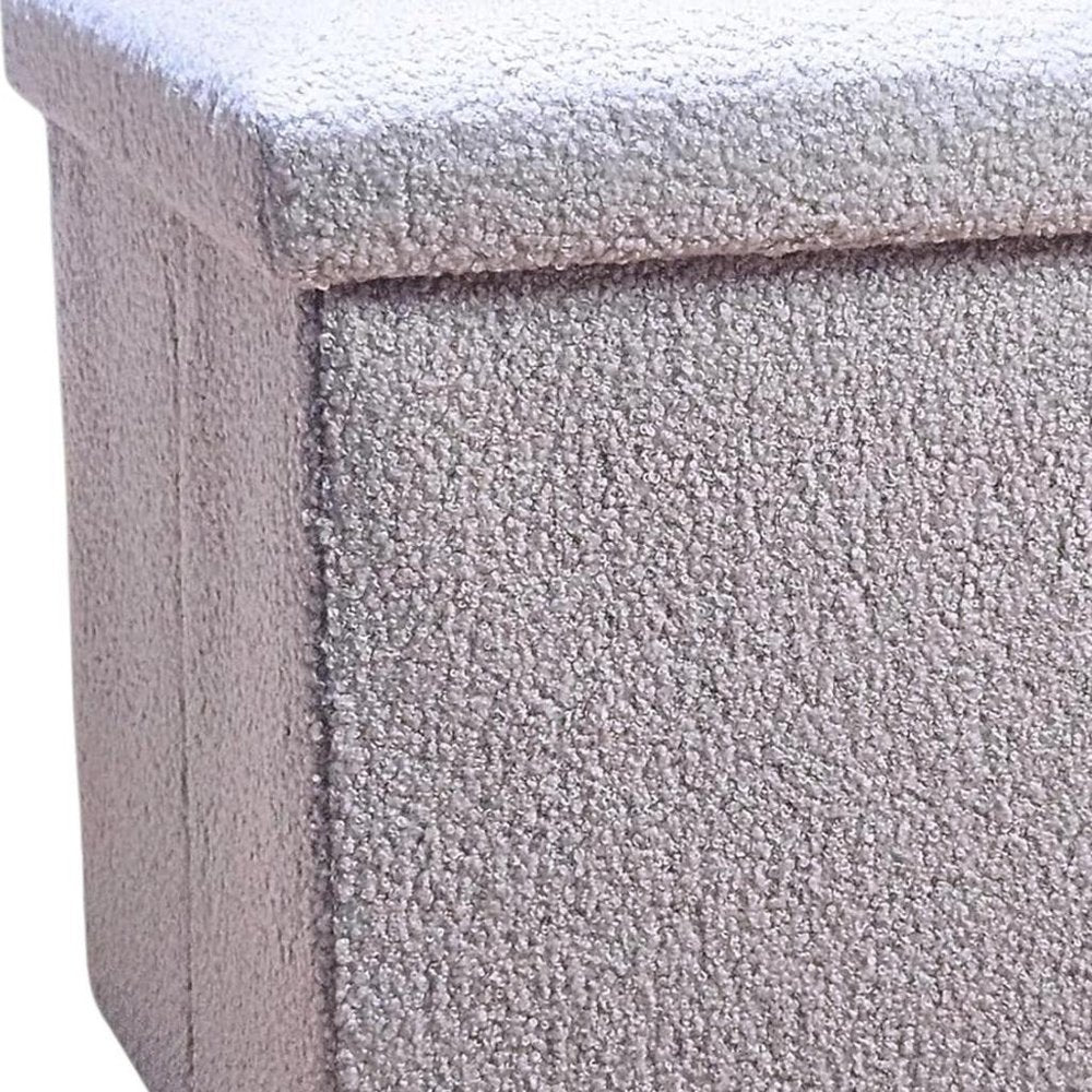 12" Taupe Boucle Cube Storage Ottoman