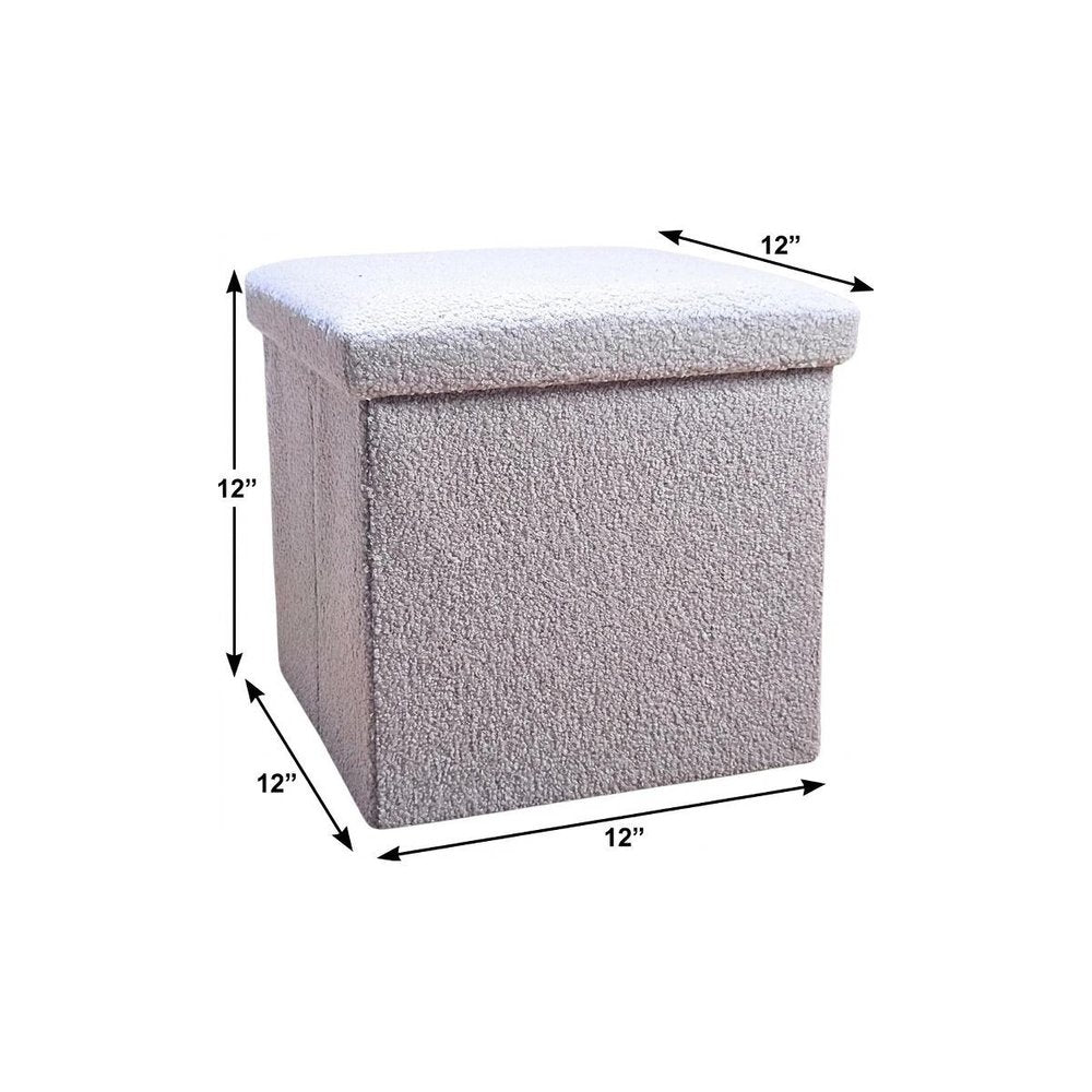 12" Taupe Boucle Cube Storage Ottoman