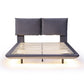 Gray Tufted Upholstered Queen Bed Frame With LED Lighting And USB