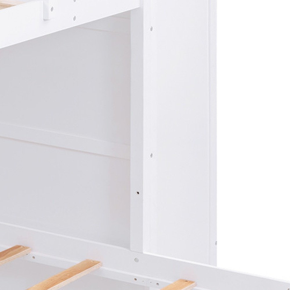 White Full Over Two Twins Wood Bunk Bed With Storage