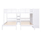 White Full Over Two Twins Wood Bunk Bed With Storage