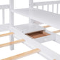 White Full Over Two Twins Wood Bunk Bed With Storage