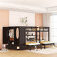 Espresso Full Over Two Twins Wood Bunk Bed With Storage