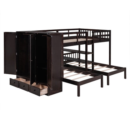 Espresso Full Over Two Twins Wood Bunk Bed With Storage