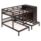 Espresso Full Over Two Twins Wood Bunk Bed With Storage