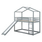 Gray Twin Over Twin Wood Bunk Bed With Slide