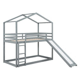 Gray Twin Over Twin Wood Bunk Bed With Slide