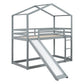 Gray Twin Over Twin Wood Bunk Bed With Slide
