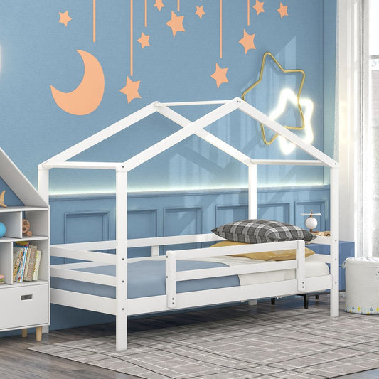 White Twin Over Twin Wood Bunk Bed With Slide