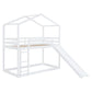 White Twin Over Twin Wood Bunk Bed With Slide