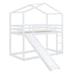 White Twin Over Twin Wood Bunk Bed With Slide