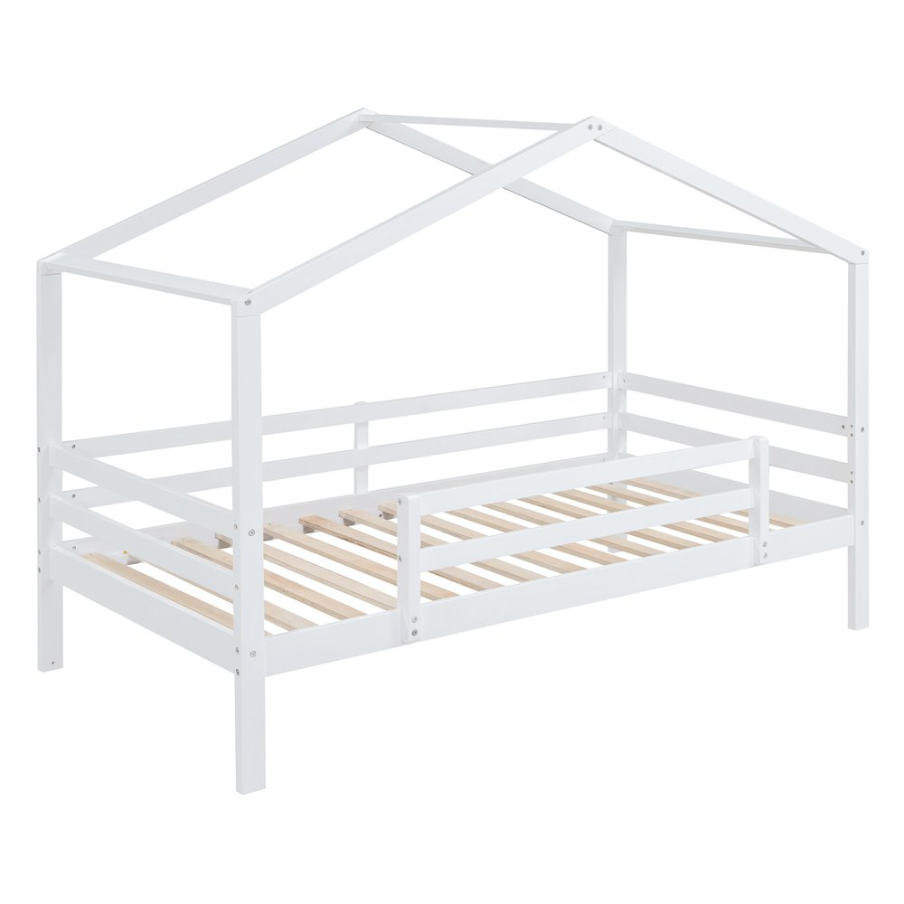 White Twin Over Twin Wood Bunk Bed With Slide